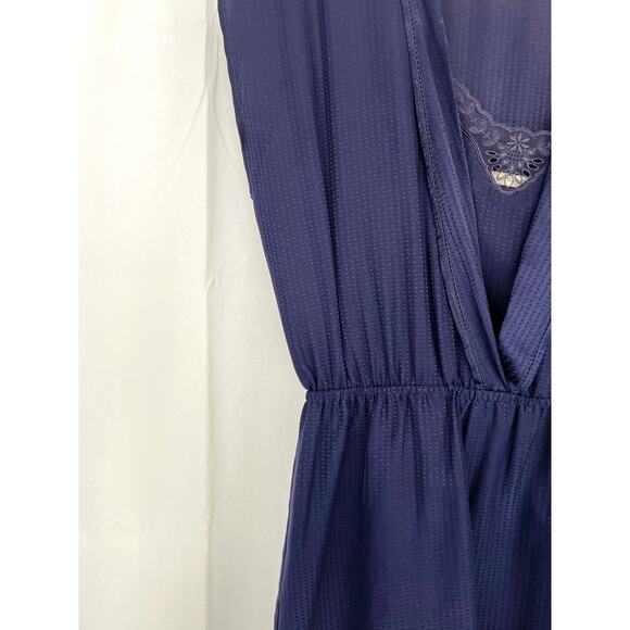 SESSUN Victorian Queen Silk Mini Dress Cap Sleeve Blouson Navy Blue Size XS - Picture 6 of 12